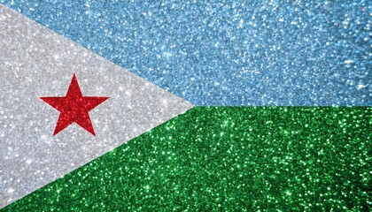 キラキラしているジブチの国旗(glitter Djibouti flag)
