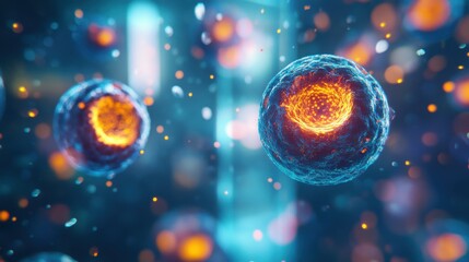 Fototapeta premium a hyper-realistic microscopic view of cells in telophase