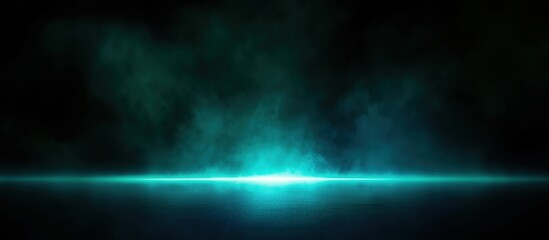 Enigmatic Blue Glow Emanating from Dark Misty Background Creating a Mystical Atmosphere