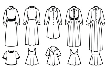 shift dress line art stylish wearable lookbook concept