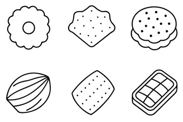 shortbread line art delicious classic cookie dessert sketch