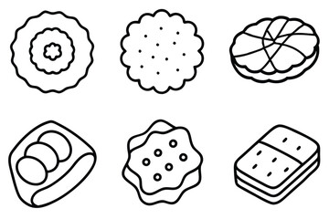 shortbread line art elegant pastry themed food illustration