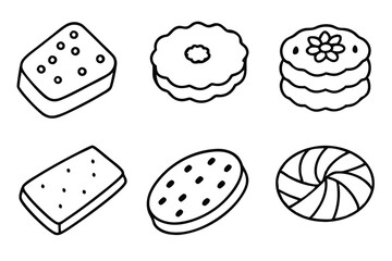 shortbread line art minimal style biscuit food art