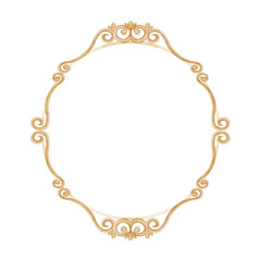 Vintage golden frame watercolor illustration curls in baroque elegant. Victorian luxury decor ornament on isolated background place for text for template, cards, invitations, congratulations, holiday