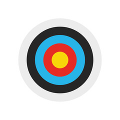 simple archery target with colorful bullseye vector illustration. archery target for business element. Colorful bullseye symbol with concentric circles in red, blue, yellow, and black for sports