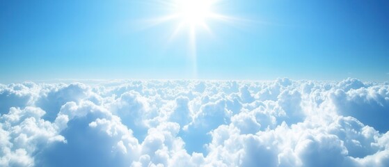 Sunlit cloudscape, aerial view, bright sky, peaceful scene, website backgrounds
