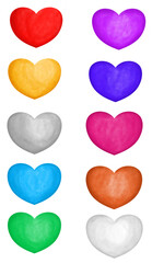 set of colorful hearts