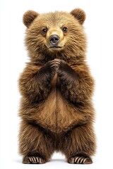 bear. little smiling, smile. on isolated white background close-up. playful mood