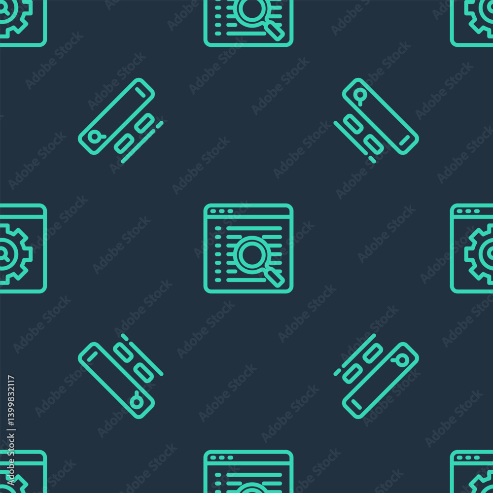 Poster set line search engine, and browser setting on seamless pattern. vector