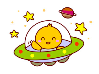 UFOに乗ったひよこ