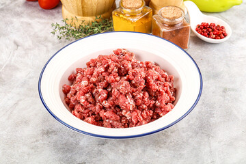 Raw beef minced meat for cooking