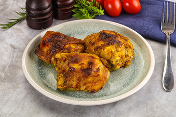 Roasted chicken thighs  with spices