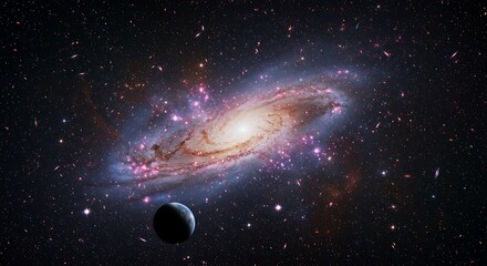 Obraz premium Cosmic Bloom and Silent Witness AI Generated