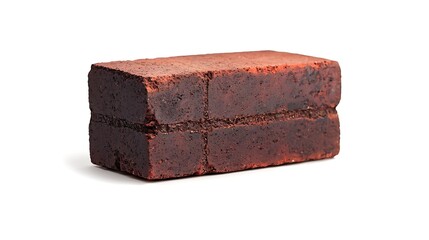 A solitary red brick, showcasing a rough texture and a sturdy shape, ideal for construction and decorative purposes.
