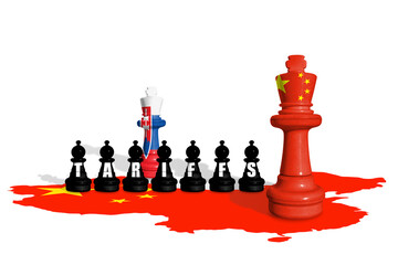 Chess made from Slovakia and China flags. Europe Union and China trade, tariffs, customs and duty...