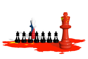 Chess made from Czechia and China flags. Europe Union and China trade, tariffs, customs and duty war
