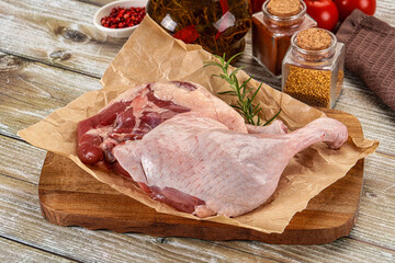 Delicous raw duck leg for cooking