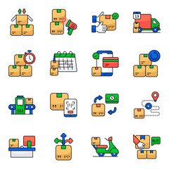 Set of Logistic Delivery Flat Icons