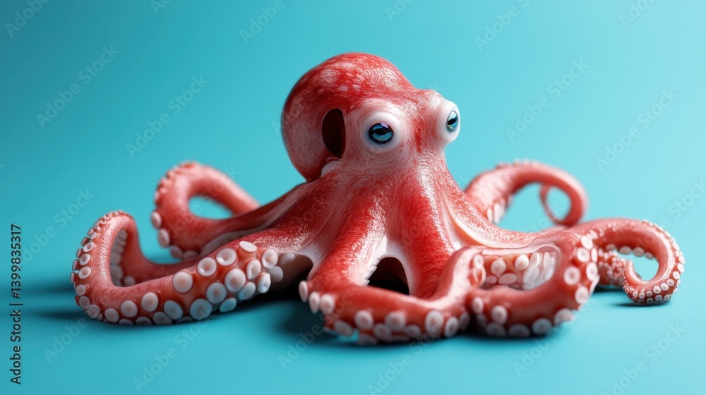 Fototapete simple octopus drawing tutorial with flowing tentacles and smiley face, step-by-step layout