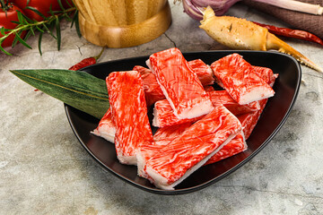 Red crab meat stick surimi