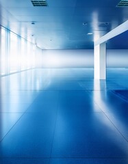 Obraz premium ライトブルーからダークブルーの冷徹な色合いに、斜めに走る白い光が加わり、透明感と冷静なエネルギーが調和したクールな空間を作り上げるデザイン。