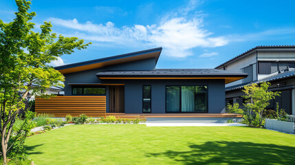 シンプルな日本の平屋住宅、戸建て住宅