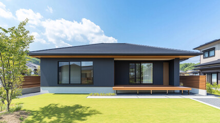 シンプルな日本の平屋住宅、戸建て住宅