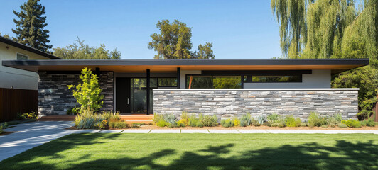 シンプルな日本の平屋住宅、戸建て住宅