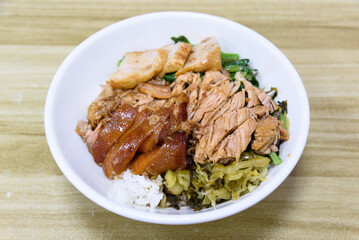Traditional delicacy from the Chaoshan region of China: Longjiang Pork Trotter Rice (or Pork Feet Rice).
