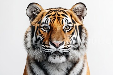 Obraz premium tiger. small smiling, smile. on isolated white background close-up. playful mood