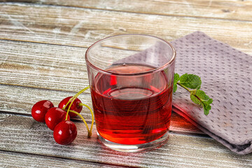 Sweet cherry juice in the glass