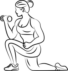 Line art ,Icon logo, Exercise & Wellness, graphic design ,stroke, drawing, strong woman