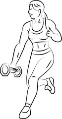 Line art ,Icon logo, Exercise & Wellness, graphic design ,stroke, drawing, strong woman