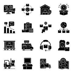 Set of Logistic and Shipment Solid Icons