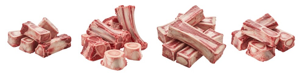 Set Or Collection Of Bone Marrow's isolated on transparent background, PNG, Bone , Beef Meat , 