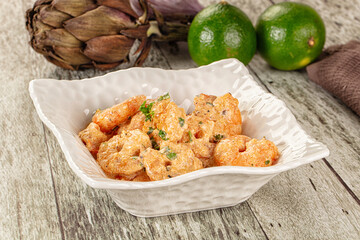 Prawn in white cream sauce