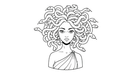 Gentle Medusa with Snake Hair Calm Expression Coloring Page