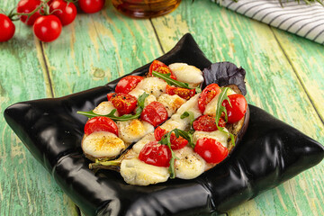 Baked eggplant with cherry and mozzarella
