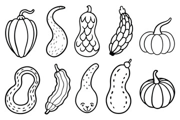 snake gourde line art vintage style plant drawing