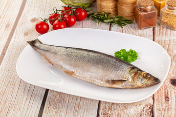 Raw whole salted herring fish
