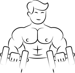 Fototapeta premium Line art ,Icon logo, Exercise & Wellness, graphic design ,stroke, drawing, strong man