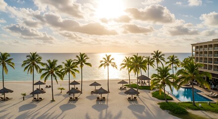 Fototapeta premium Sunset Serenade on the Sands AI Generated