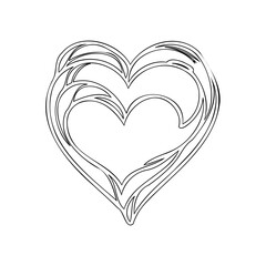 Stylized Heart Line Art on Plain White Background