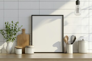 Modern Kitchen Mockup with Blank Frame