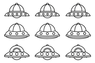 space capsule line art design in futuristic style