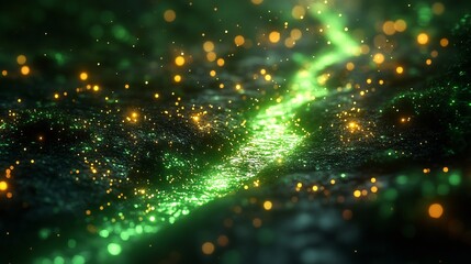 Abstract Neon Green River Digital Art.