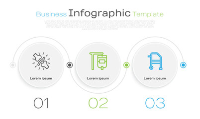 Set line Joint pain, knee pain, IV bag and Walker. Business infographic template. Vector