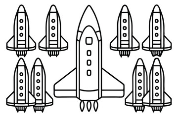 space shuttle line art flying in the sky