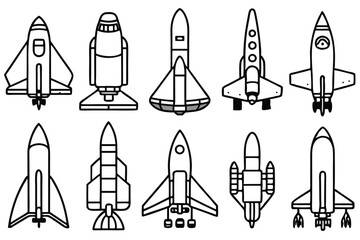 space shuttle line art illustration in space