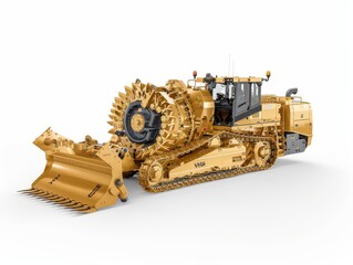 Heavy-duty, yellow mining machine on tracks, robust and industrial